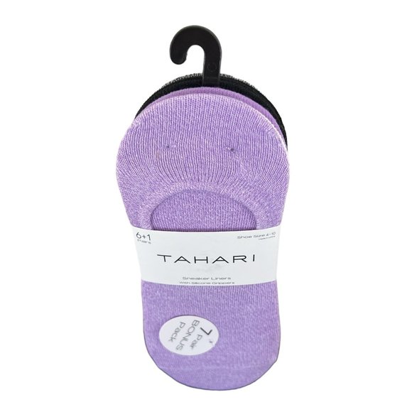 NEW Tahari 7 Pairs Sneaker Liners With Silicone Grippers, Purple/ Black/ Grey - Picture 2 of 3